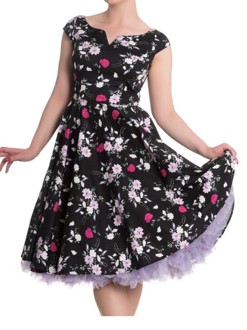 Hell Bunny Vixon Rockabilly 50’s Black Floral Dress! Size 4X